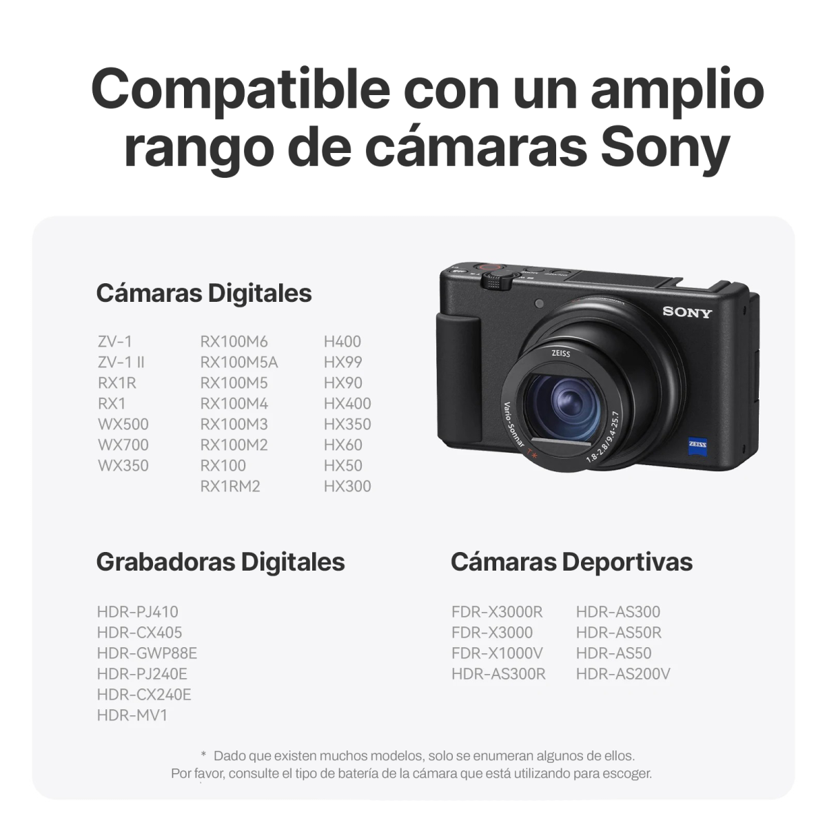 Batería para Diferentes Cámaras Sony NP-BX1 - Telesin - Imagen 3