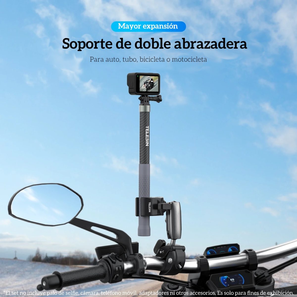 Doble Garra para Moto Bici Tubos con Cámaras GoPro y otras - Imagen 3