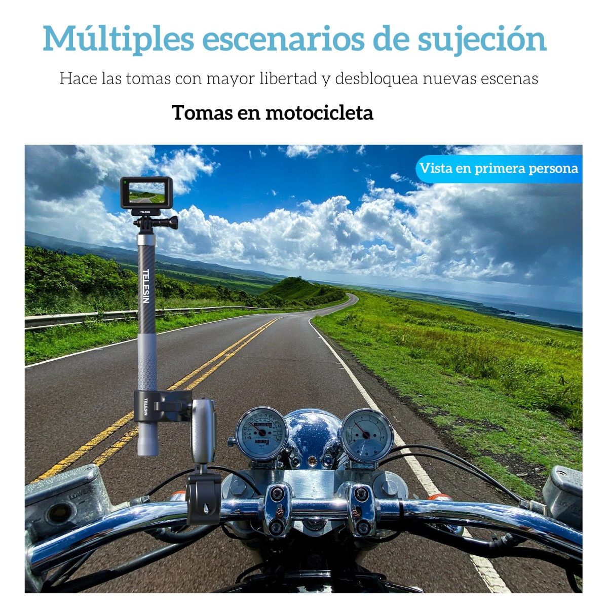 Doble Garra para Moto Bici Tubos con Cámaras GoPro y otras - Imagen 5