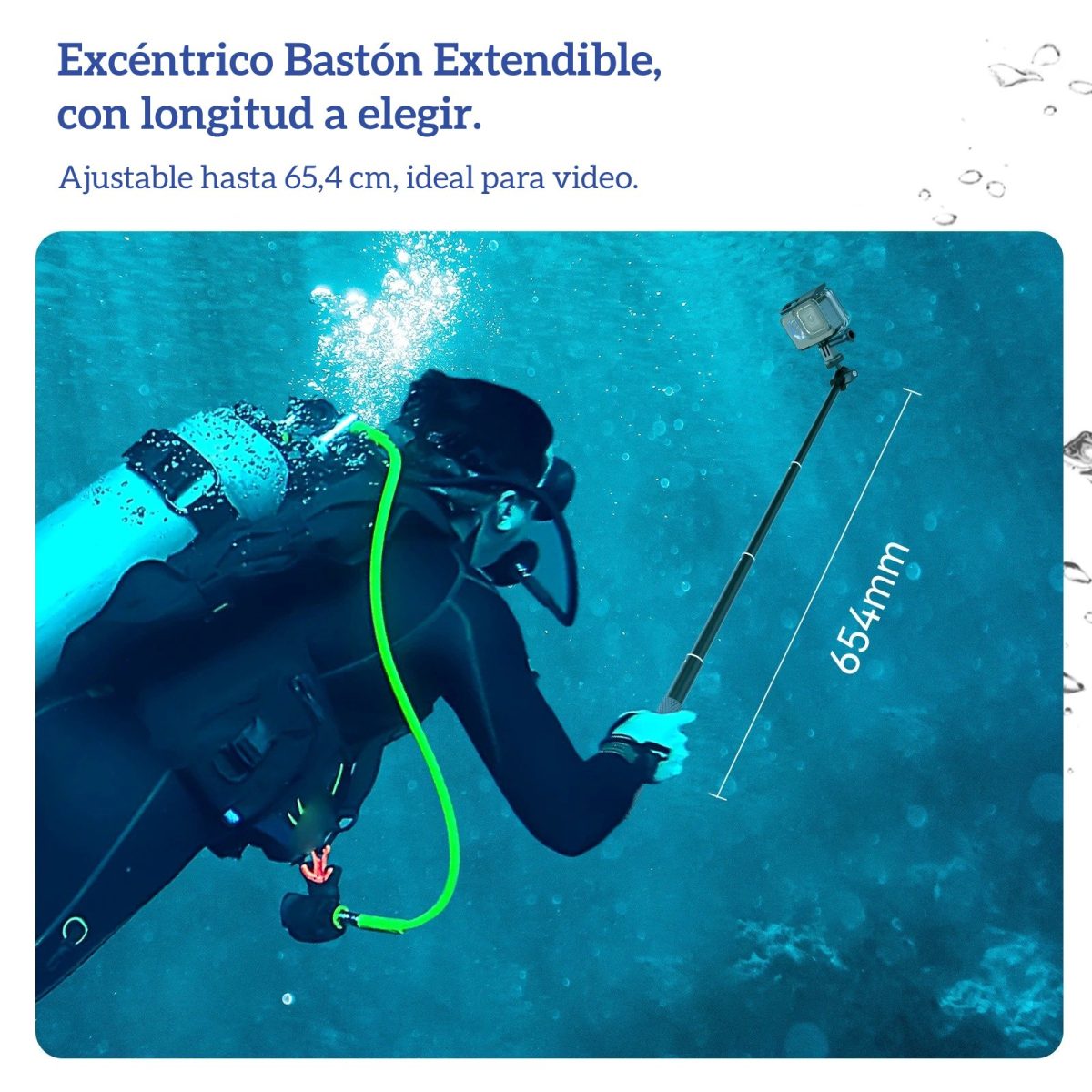 Bastón Selfie Aluminio 65cm para GoPro Insta360 Osmo y Otras - Imagen 6